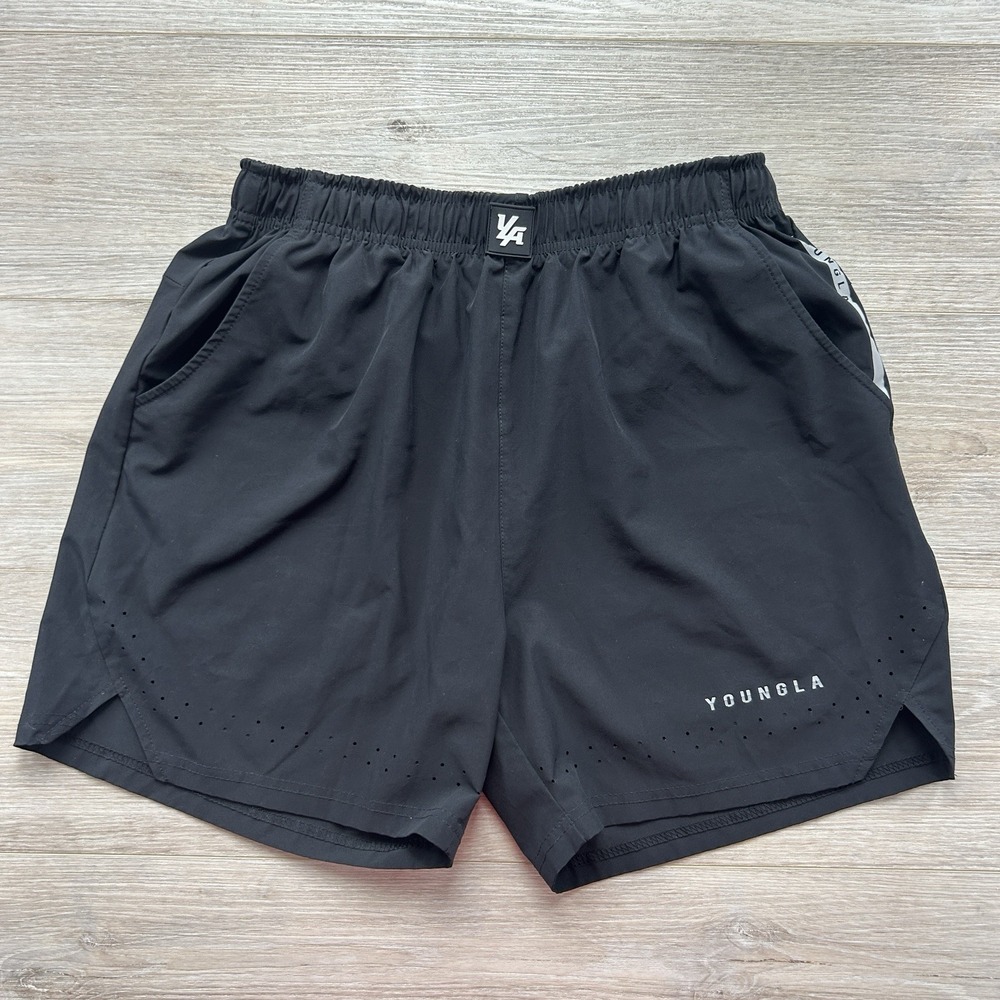 YoungLA Sprint Shorts Mens L Black Gray 4.5" Performance Bodybuilding Lot Of 2 - Picture 12 of 14